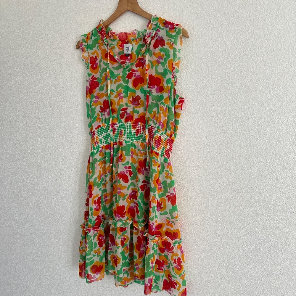 CAbi bright polyester floral Midi summer dress Medium - Picture 2 of 14